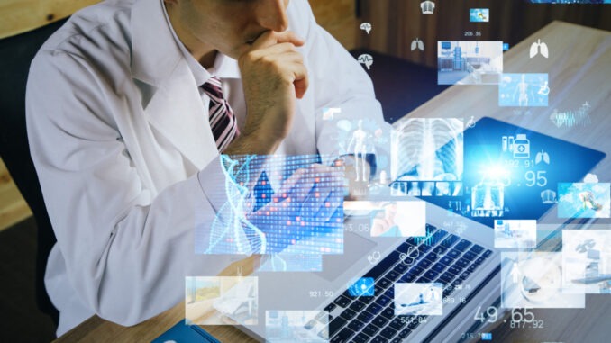 Medical technology concept. Medical doctor in consultation room.