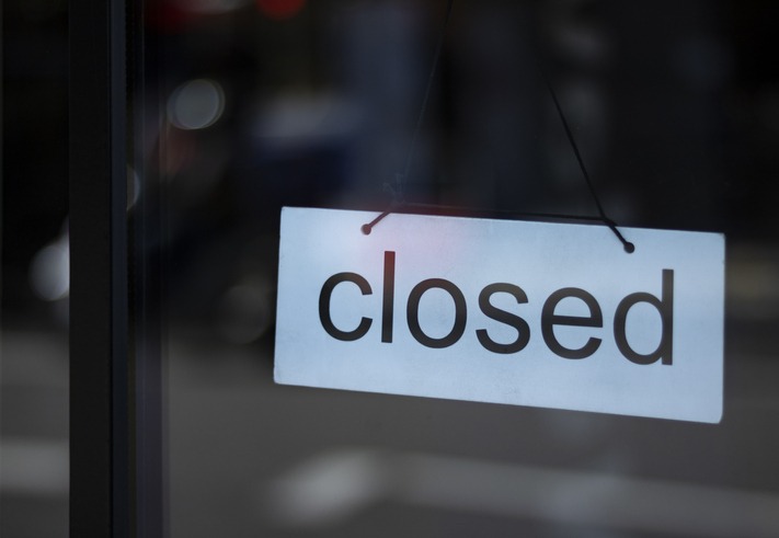 Closed sign in a shop window
