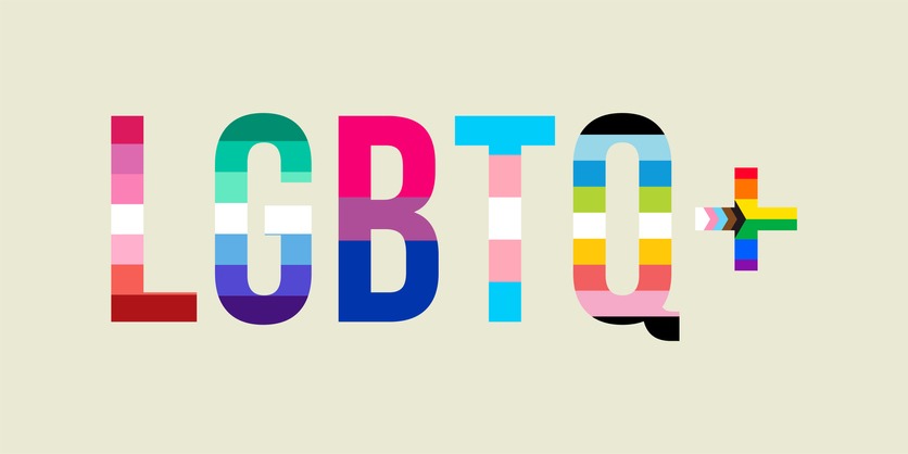 LGBTQ+ word banner vector illustration isolated on white background.