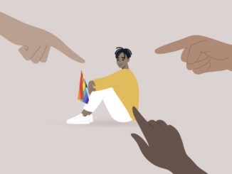 Fingers pointing at an lgbtq person, homophobia