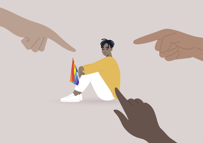 Fingers pointing at an lgbtq person, homophobia