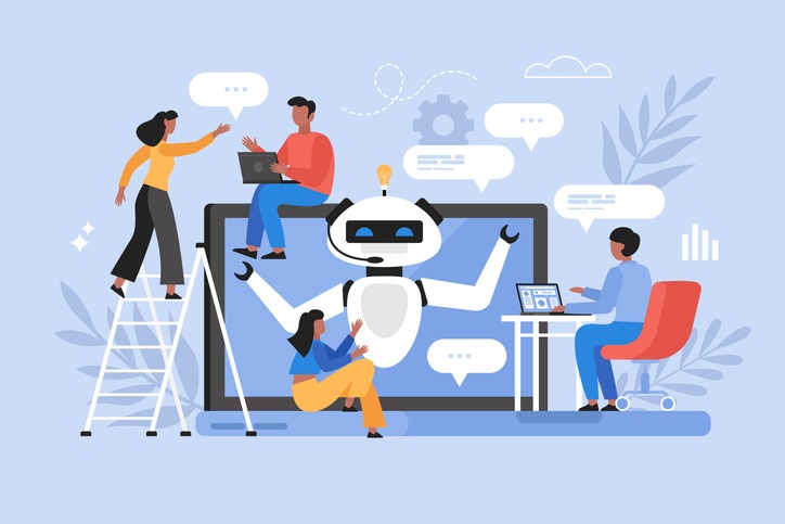 Artificial intelligence chat service business concept.
