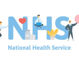 NHS, National Health Service. Concept with keywords, letters and icons.