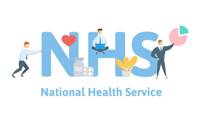 NHS, National Health Service. Concept with keywords, letters and icons.