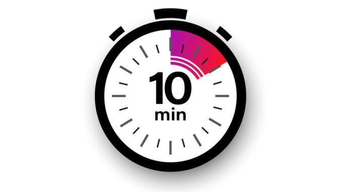 Stopwatch symbol in flat style. 10 minutes timer.