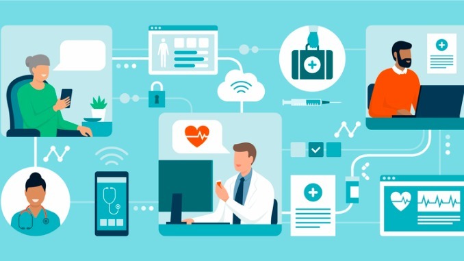 NHS connectivity - illistration of technology helping healthcare run smoother