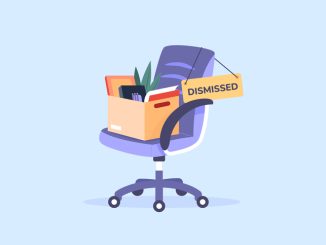 Chair dismissed employee. Quitting job worker, box of fired businessman leaving office resign job dismiss work person unemployment layoff people lost employment vector illustration