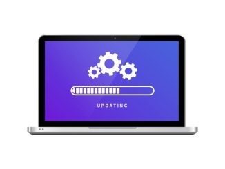 Software update laptop computer upgrade. Load software update system concept hardware
