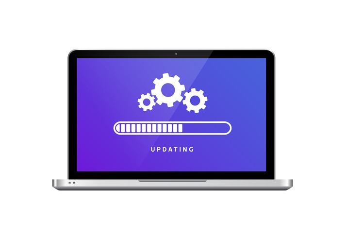 Software update laptop computer upgrade. Load software update system concept hardware