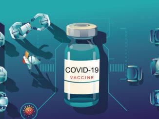 COVID-19 vaccine, laboratory test, syringe, a vaccine vial, working on the test. vaccine development