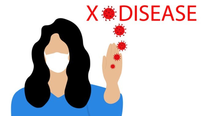 New Mysterious Disease. X Disease Stop Symbol With A Woman
