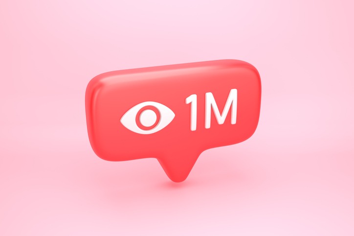 One million views social media notification with eye icon