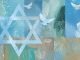 Star of David Graphic abstract background with three doves