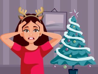 Unhappy girl feeling desperate trying to organize xmas