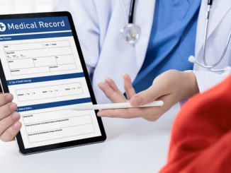 Laptop display medical report on an app