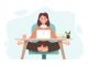 Business Woman Meditating. Employee Meditating and Relaxing in Office in Yoga Pose