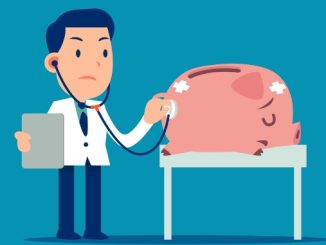 Doctor and sick piggy bank