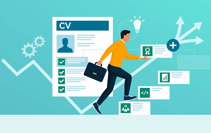Man adding skills to his CV and increasing his employment opportunities