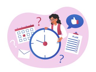 Woman holding clock