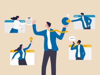 Vendor, third party or outsourcing, work with client or colleagues virtually, contractors or supplier, provider or partner concept, business people work virtually together collaborate for success.