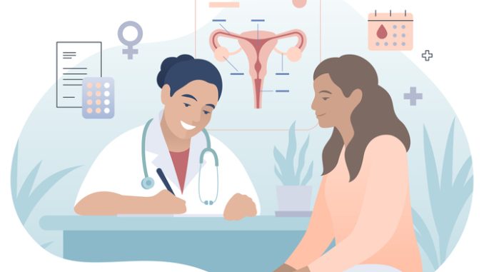 Gynecology doctor with patient