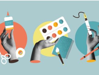 Diversity hobbies and leisure, hands in retro collage vector