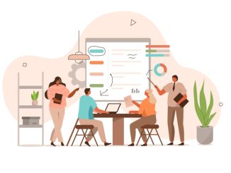 People Characters Meeting in Conference Room and Planning