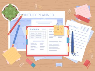 Monthly planning flat color vector illustration