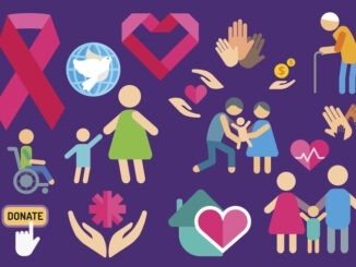 Charity care flat icons set
