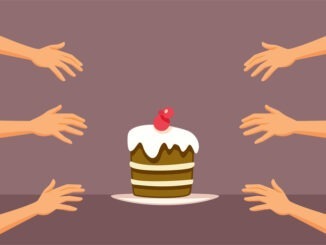 Hands Rushing to Grab Cake Vector