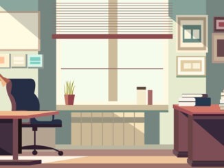 Workplace Landscape in the Office with Modern Interior