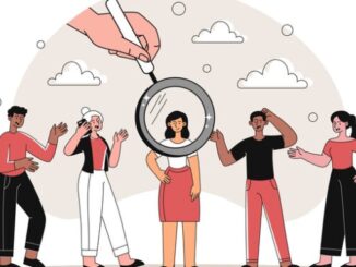 How to Find and Develop Talent in Narrow Candidate Pools Hand with magnifying glass points to young woman. Successful Entrepreneur or Businesswoman.