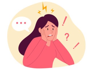 Frustrated woman talks about problem. Female character can not find solution and asks for help. Stress due to burning deadlines. Cartoon modern flat vector illustration isolated on white background