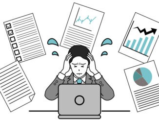 Illustration of a businessman who is in trouble due to work