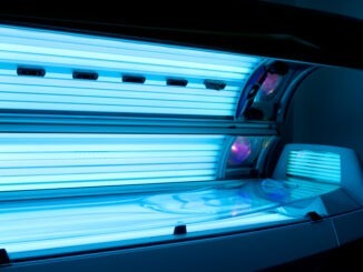 Tanning bed solarium at health club spa.