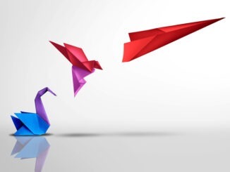 Transform and succeed or Success transformation and improving as a leadership in business through innovation and evolution concept with paper origami changed for the better.