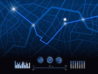 GPS map. City street road. Run navigate app. UI track icon. Town roadmap. 3D data dashboard. Urban highway plan. Pin location signs and infographics. Glowing background.