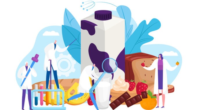 Allergen food design concept, vector illustration. Allergy treatment with doctor, medical help by medicine design. Flat dangerous elements