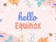 Hello spring equinox. Hand-drawn vector background with spring elements and text.