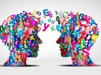 Education And Training concept as letters of the alphabet representing people communication talking and communicating as a metaphor for teaching and learning.