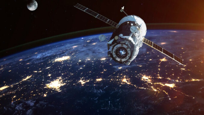 Spacecraft Launch Into Space. Elements of this image furnished by NASA.